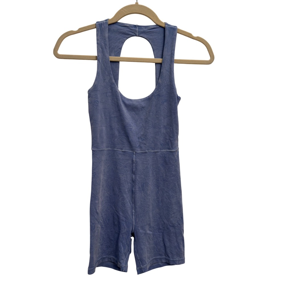 OFFLINE by Aerie Romper Unitard Blue Textured Keyhole Back XS Athleisure Onesie
